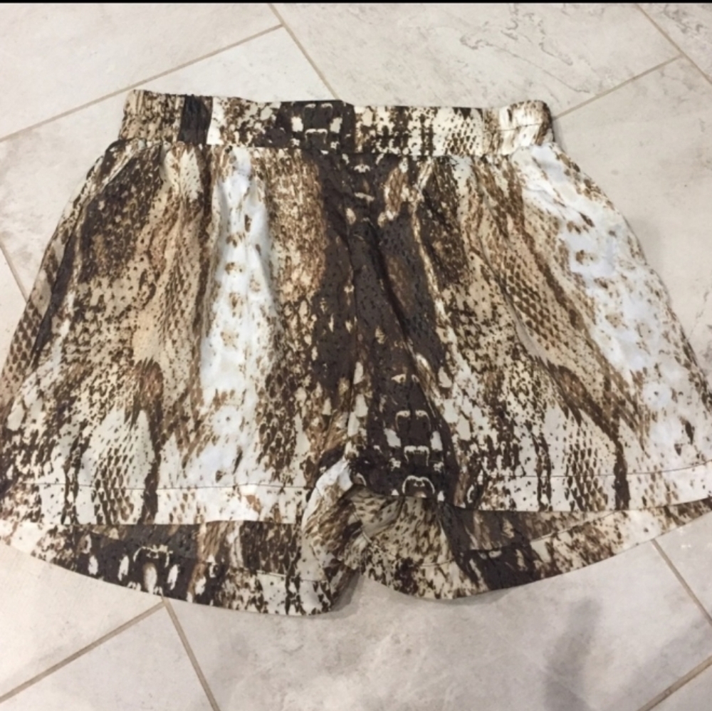 Silk Snake Print Shorts